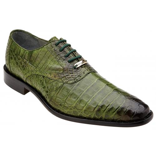 Belvedere "Edo" Antique Emerald Green Genuine Crocodile Lace Up Shoes 1630